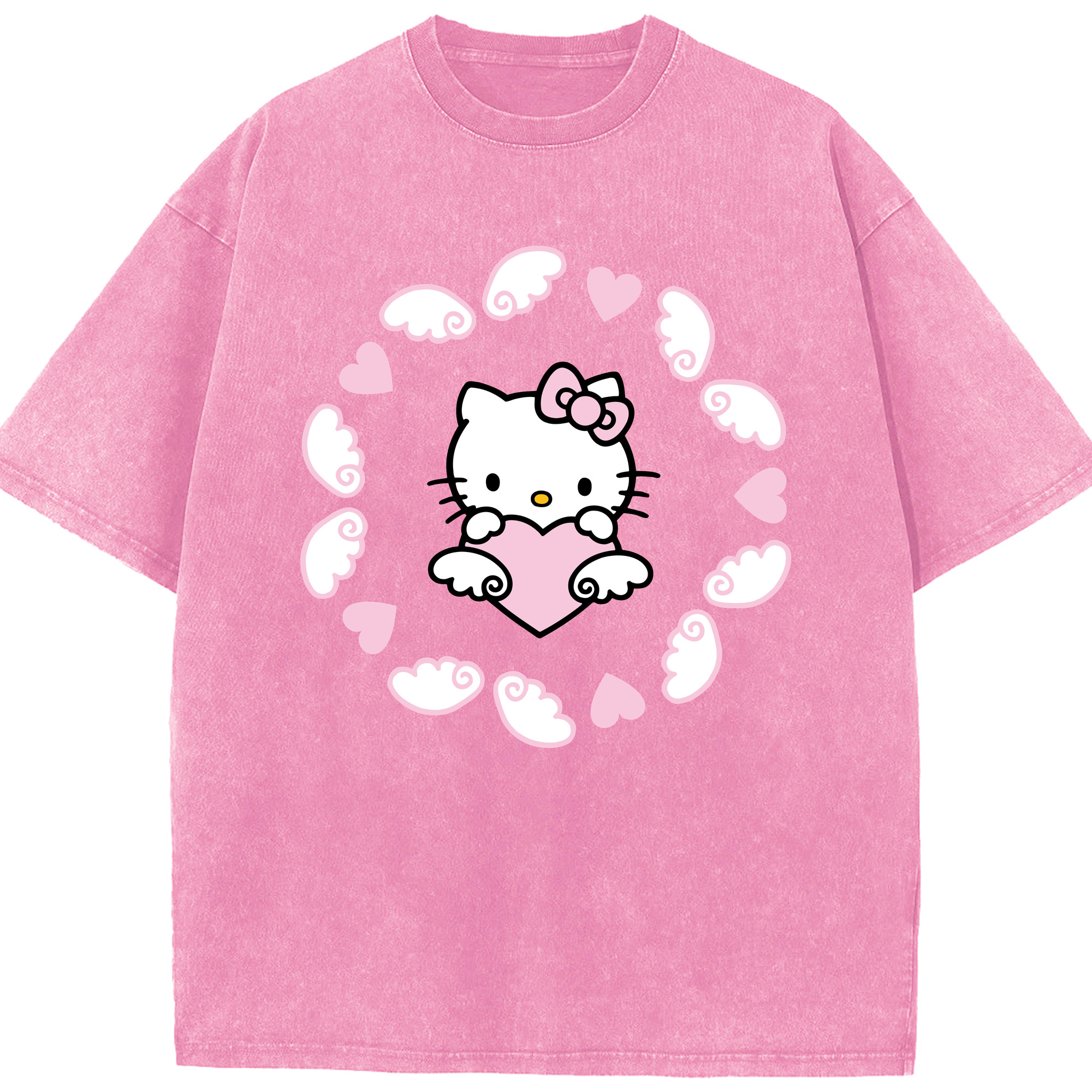 （画像用） Hello Kitty ハローキティ 綿100% ヴィンテージ風 半袖Tシャツ（フロントプリント）